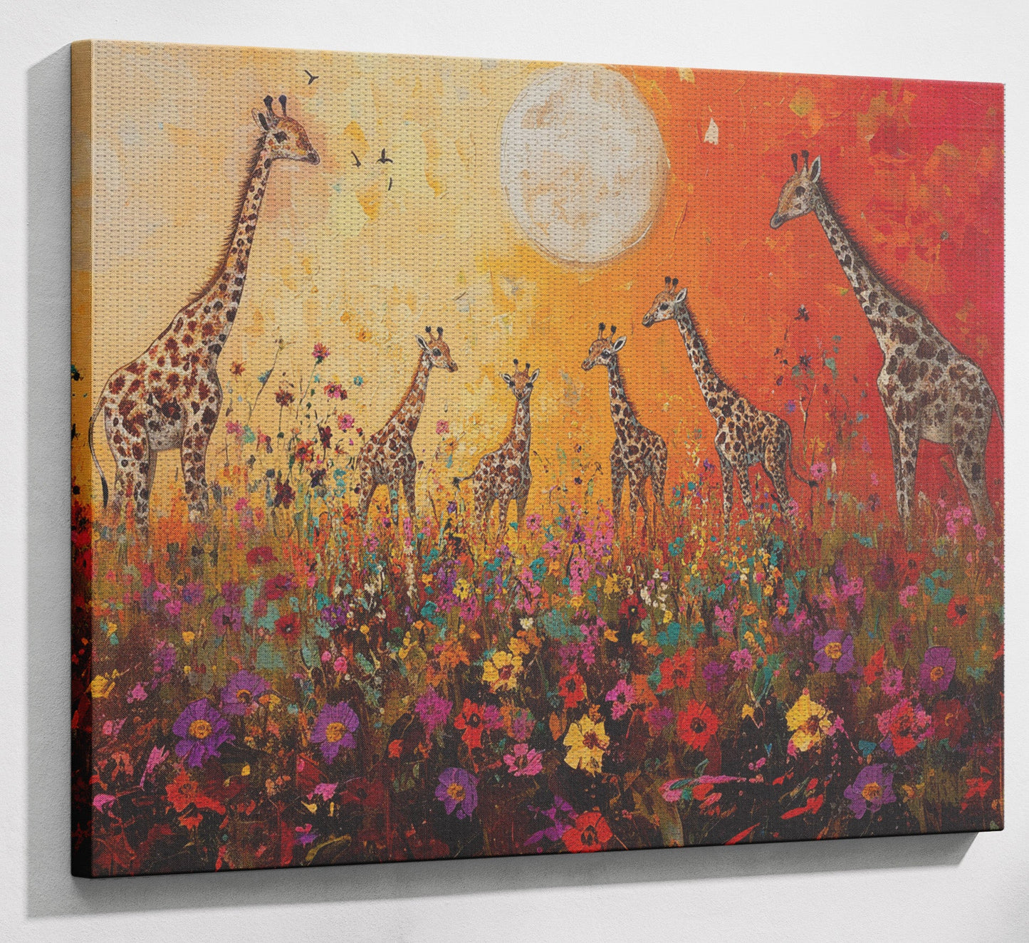 Giraffe Family Sunset African American canvas print view 13