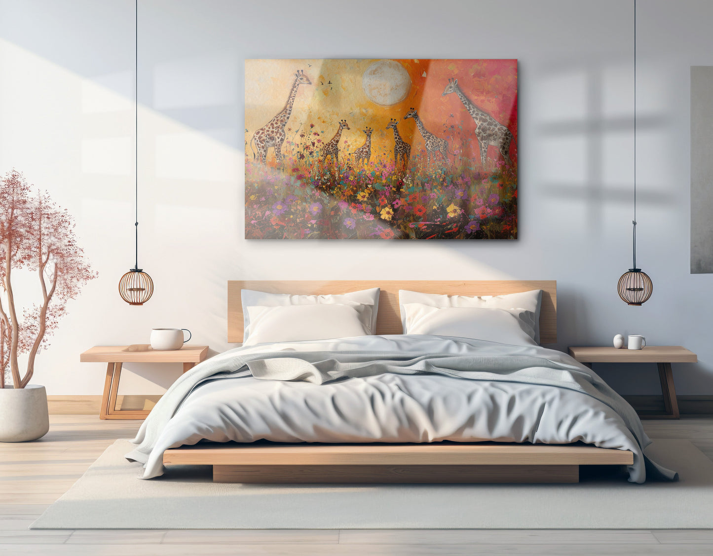 Giraffe Family Sunset African American canvas print view 21