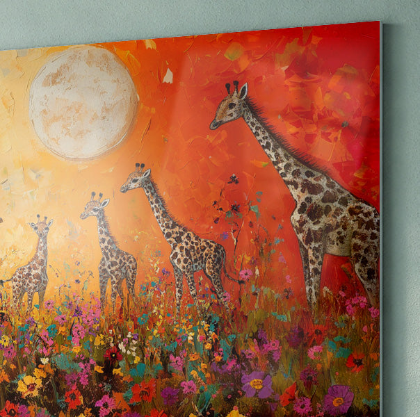 Giraffe Family Sunset African American canvas print view 22