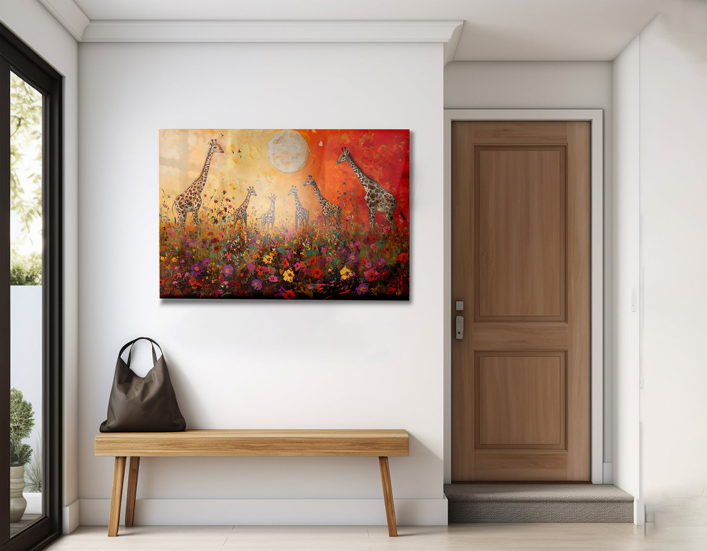 Giraffe Family Sunset African American canvas print view 23