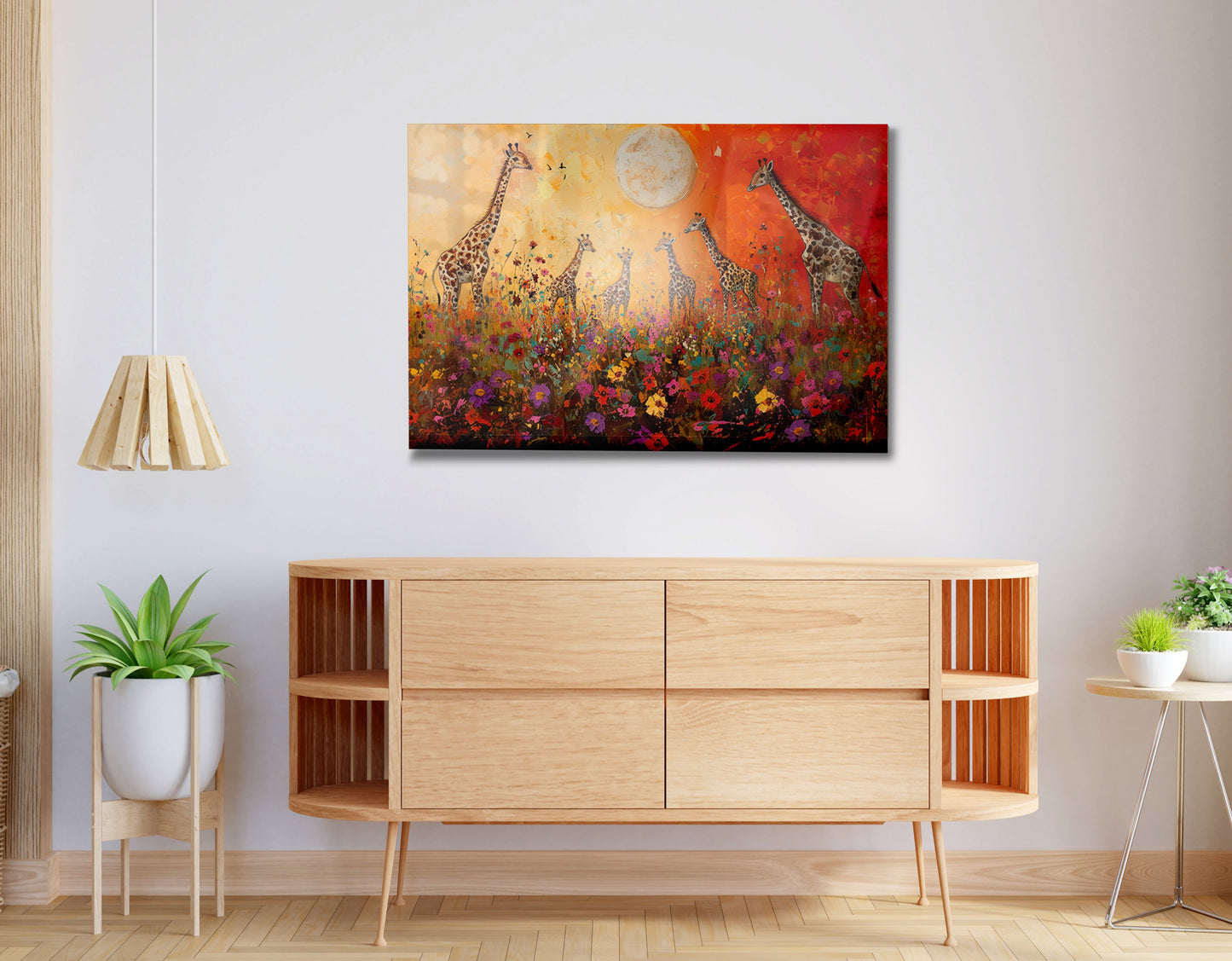 Giraffe Family Sunset African American canvas print view 20