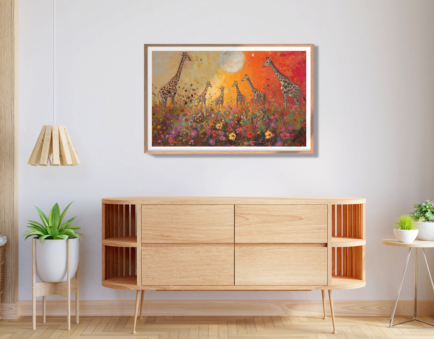 Giraffe Family Sunset African American canvas print view 80