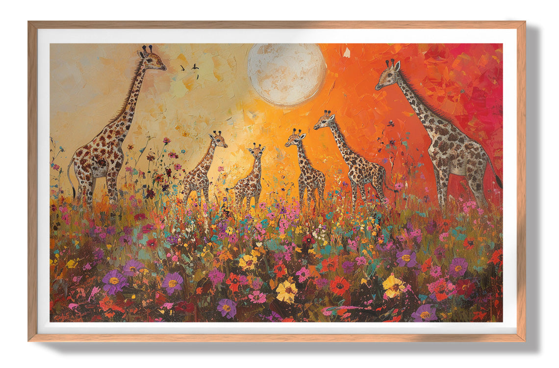 Giraffe Family Sunset African American canvas print view 79
