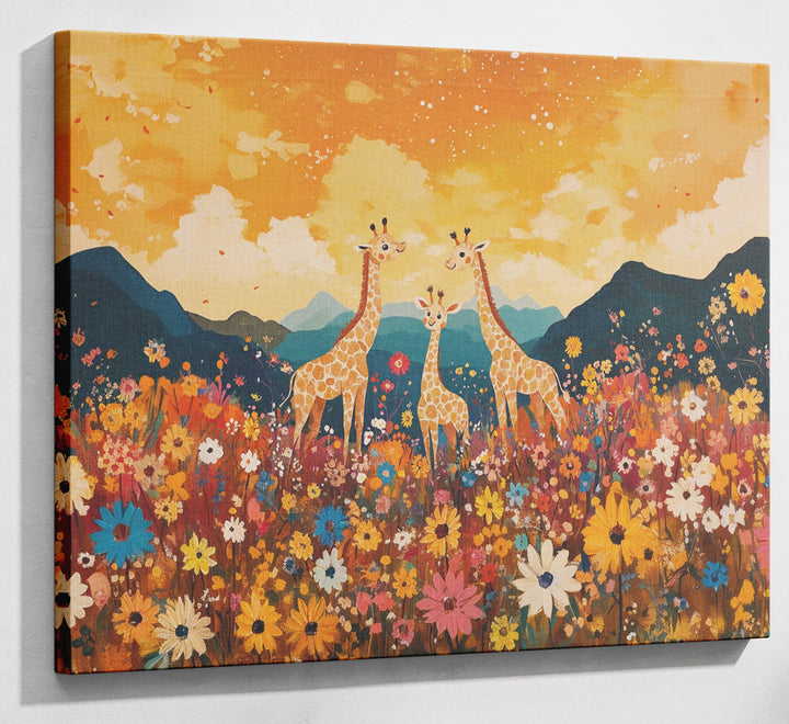 Giraffe Village Landscape African American canvas print canvas print with visible wall art format