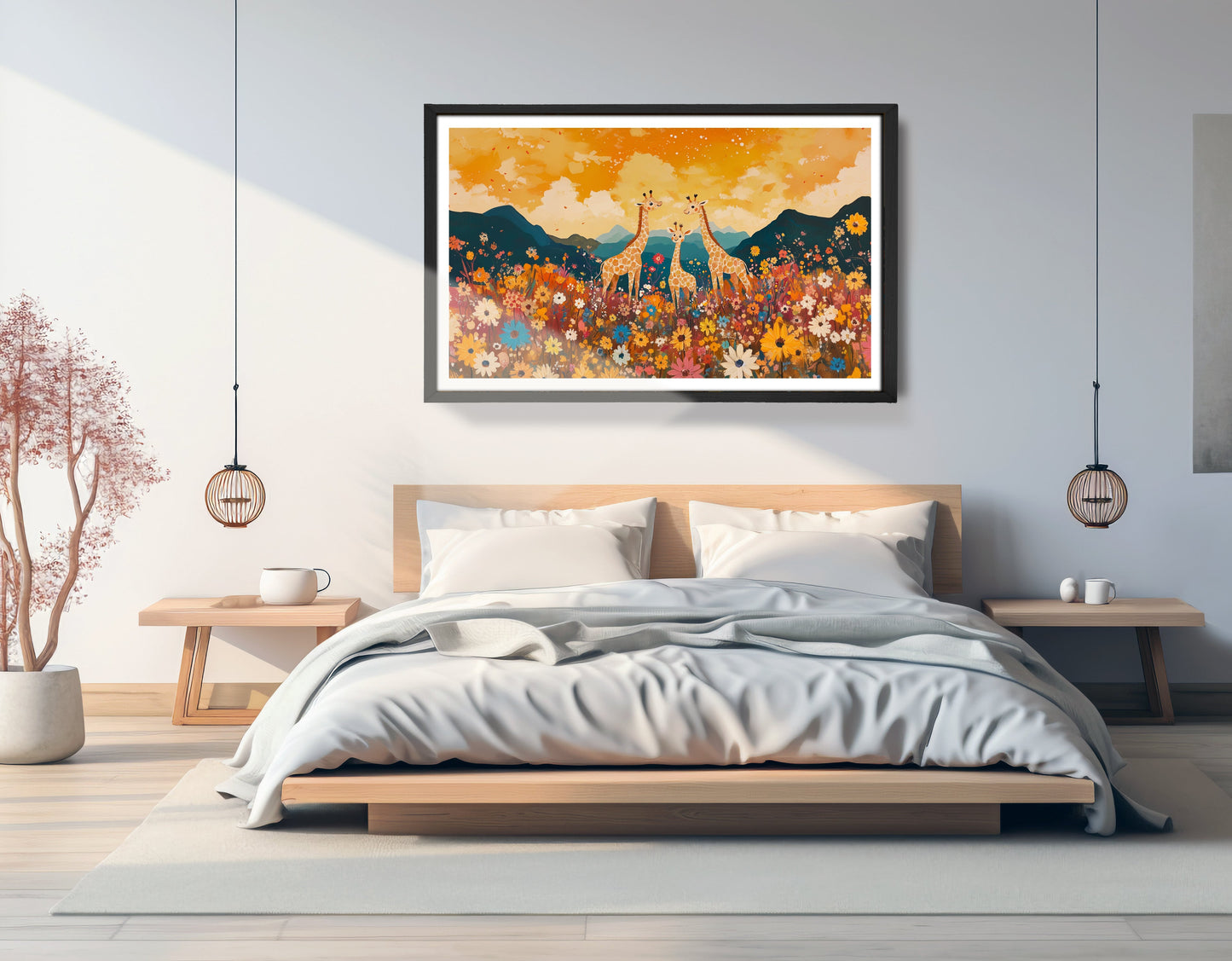 Giraffe Village Landscape African American canvas print view 69