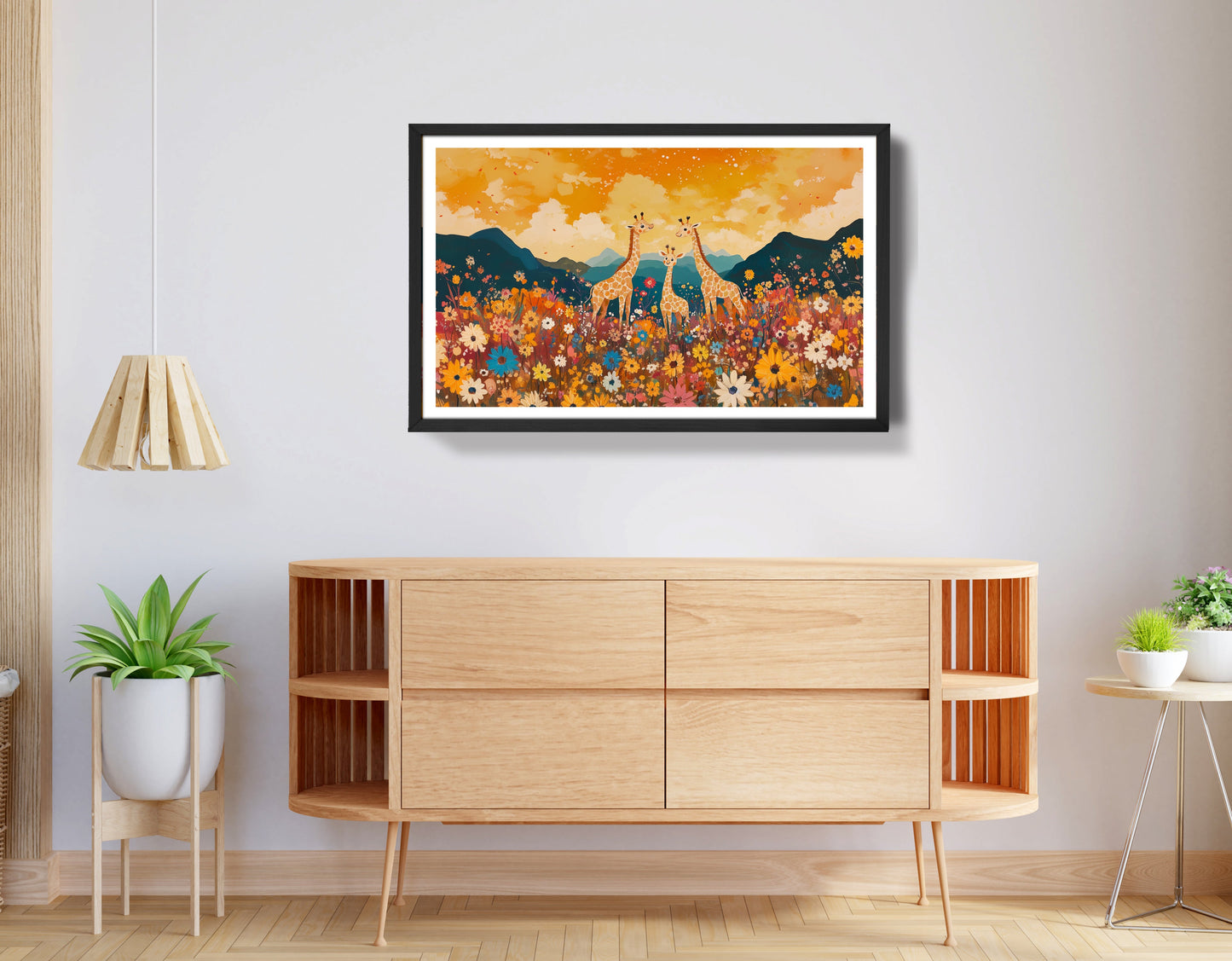 Giraffe Village Landscape African American canvas print view 68