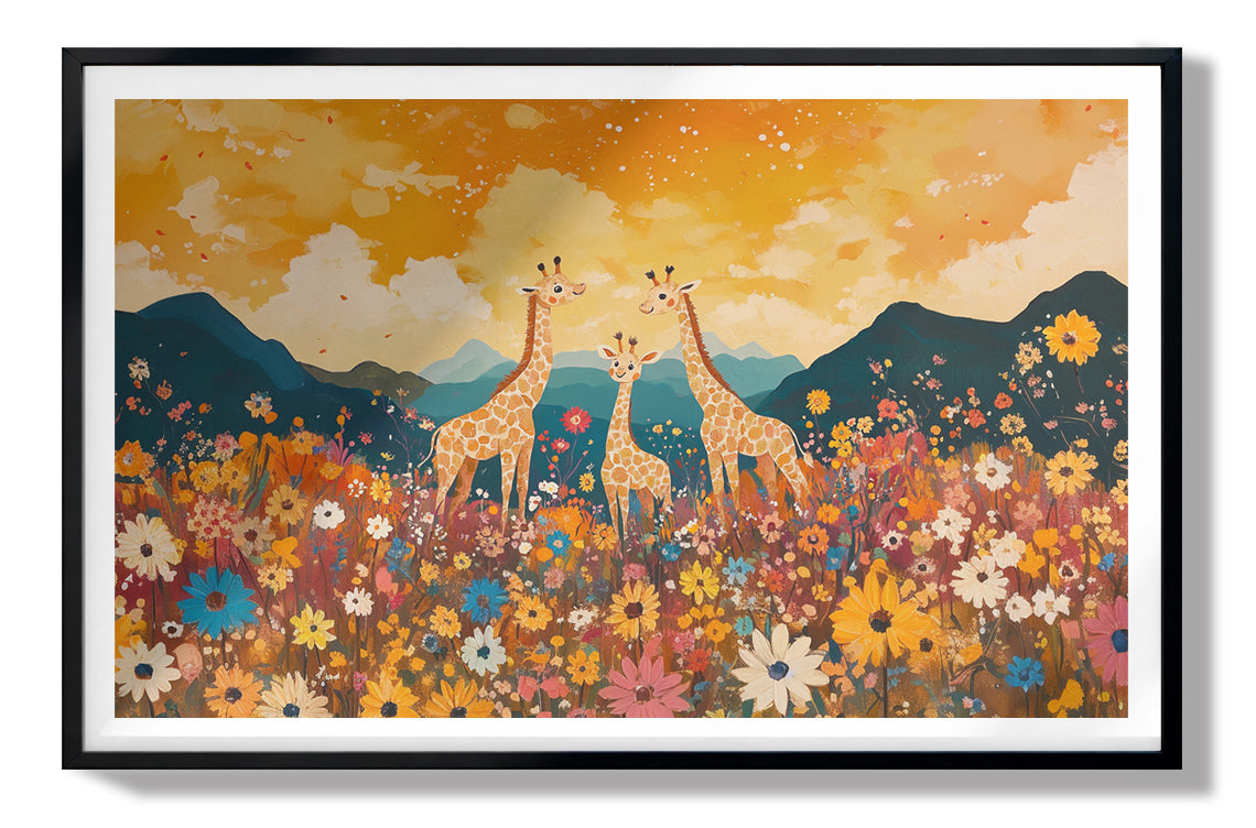 Giraffe Village Landscape African American canvas print view 67