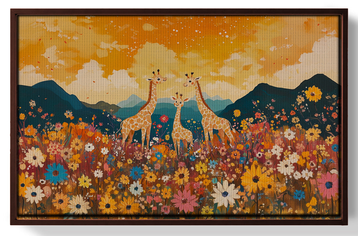 Giraffe Village Landscape African American canvas print view 31