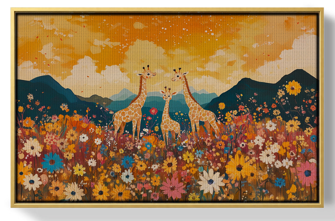 Giraffe Village Landscape African American canvas print view 37