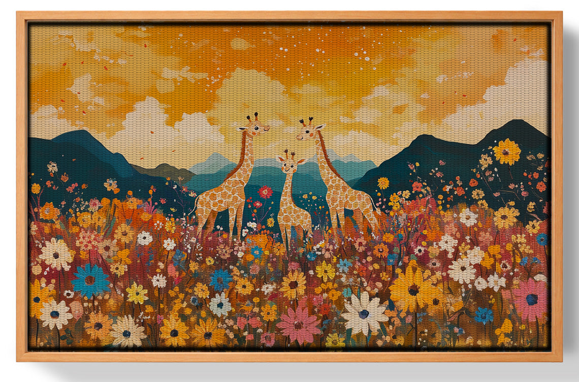 Giraffe Village Landscape African American canvas print view 43