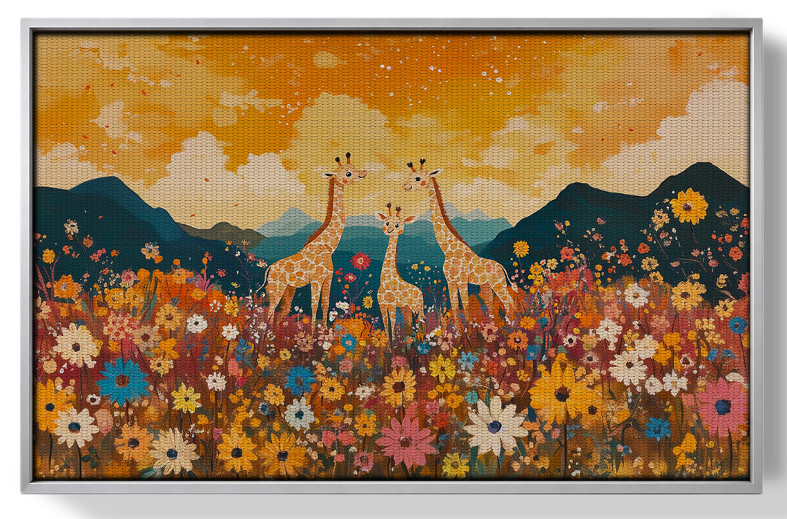 Giraffe Village Landscape African American canvas print view 55