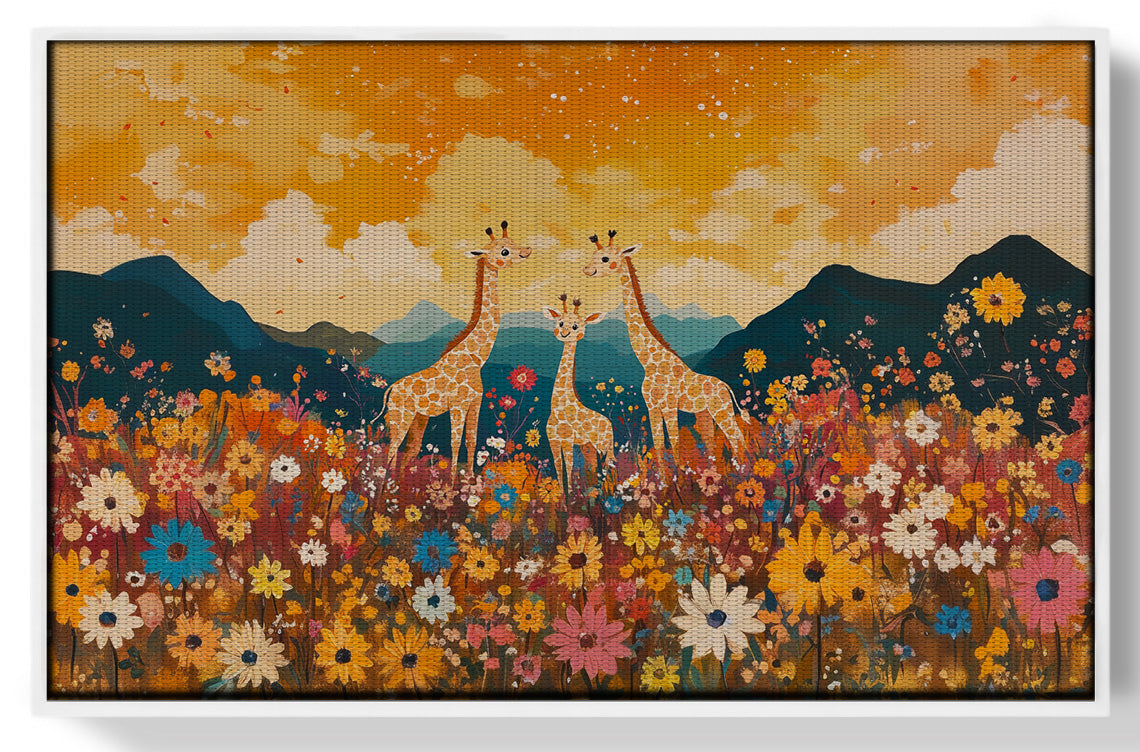 Giraffe Village Landscape African American canvas print view 61