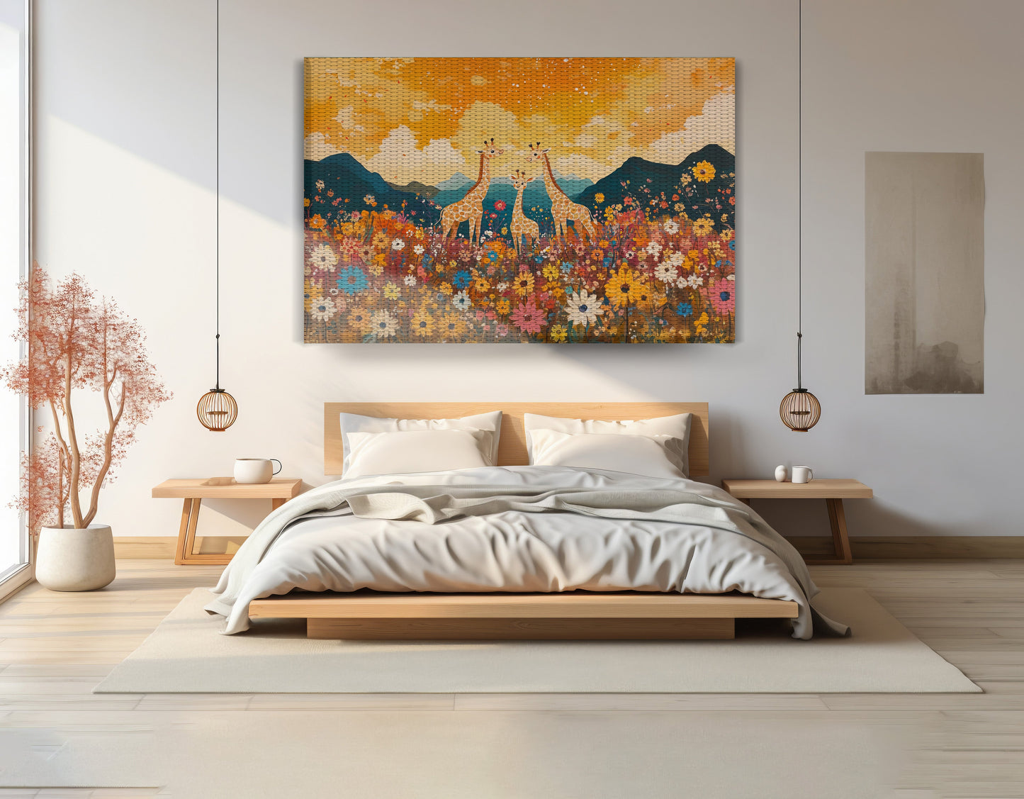 Giraffe Village Landscape African American canvas print view 15