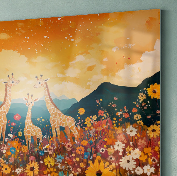 Giraffe Village Landscape African American canvas print view 22