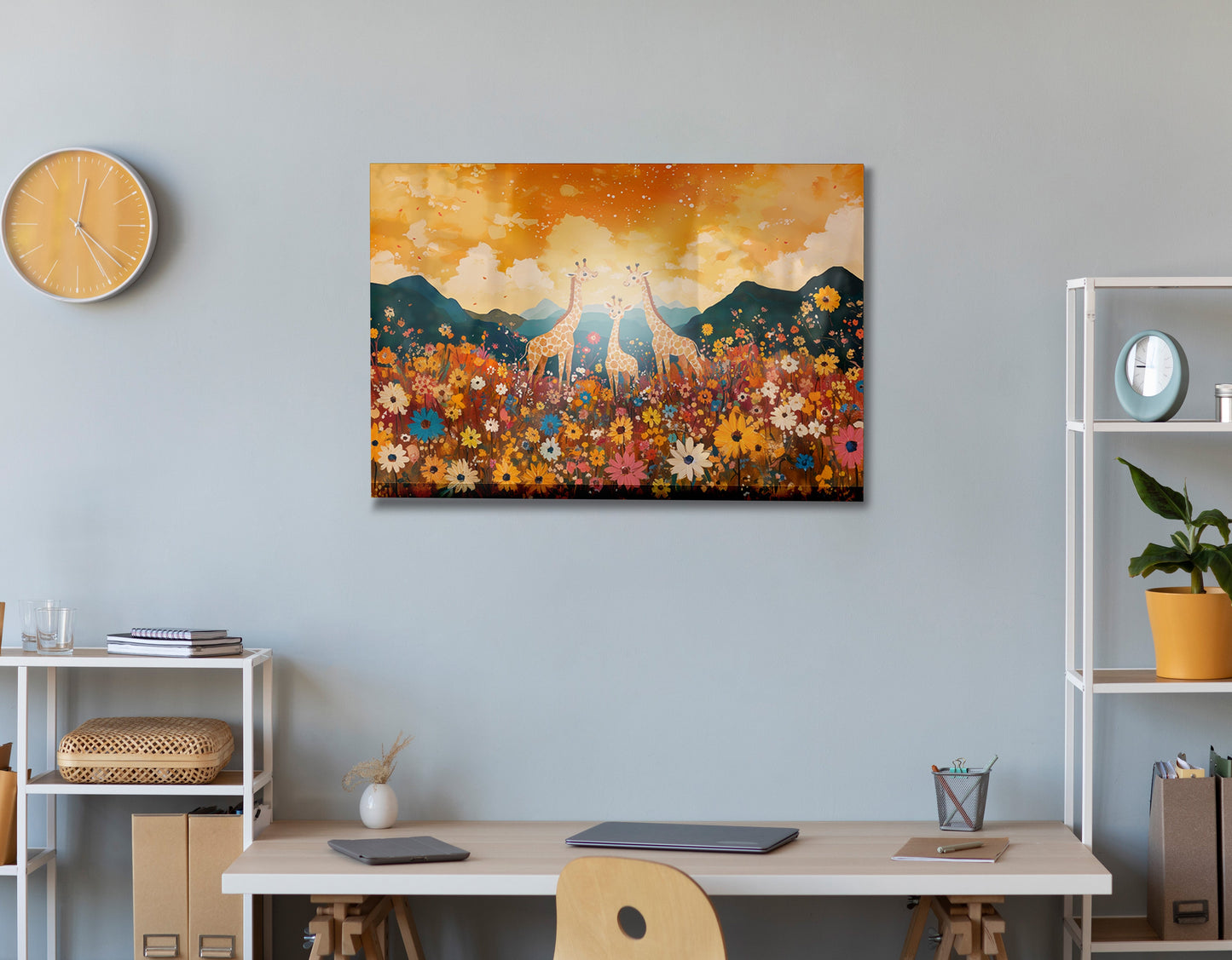 Giraffe Village Landscape African American canvas print view 24