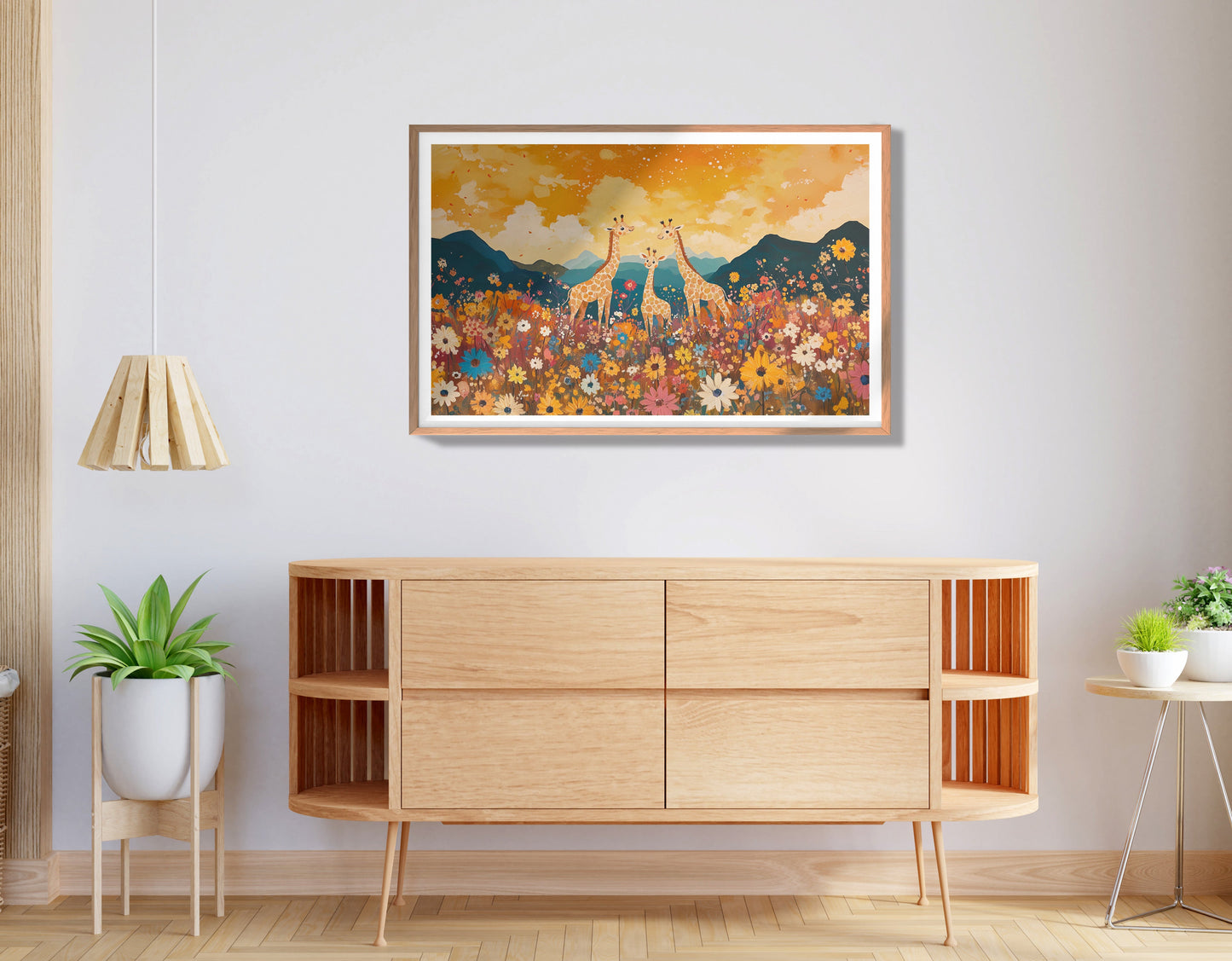 Giraffe Village Landscape African American canvas print view 80