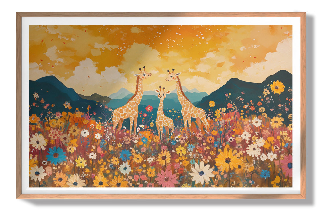 Giraffe Village Landscape African American canvas print view 79