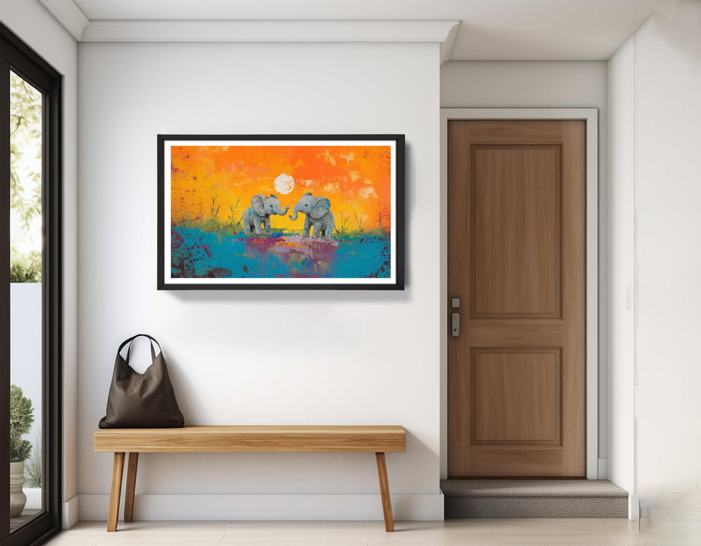 Baby Elephants Sunset Black children wall art view 71