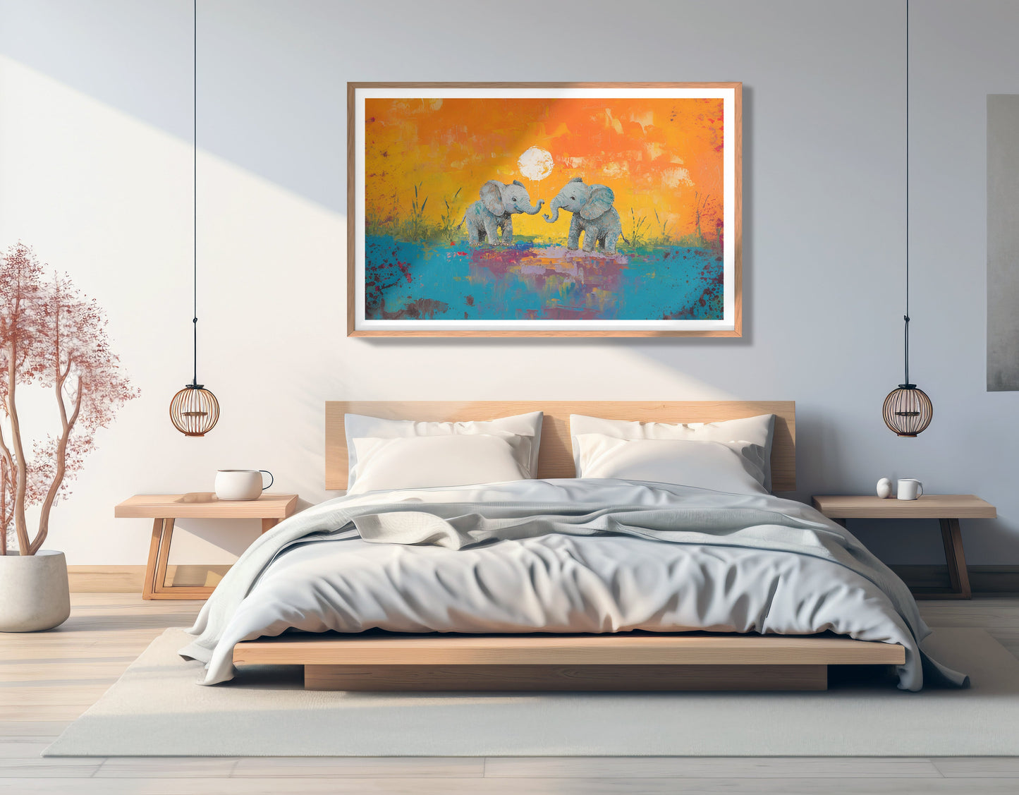 Baby Elephants Sunset Black children wall art view 81