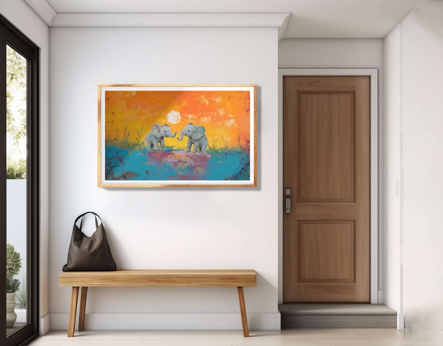 Baby Elephants Sunset Black children wall art view 77
