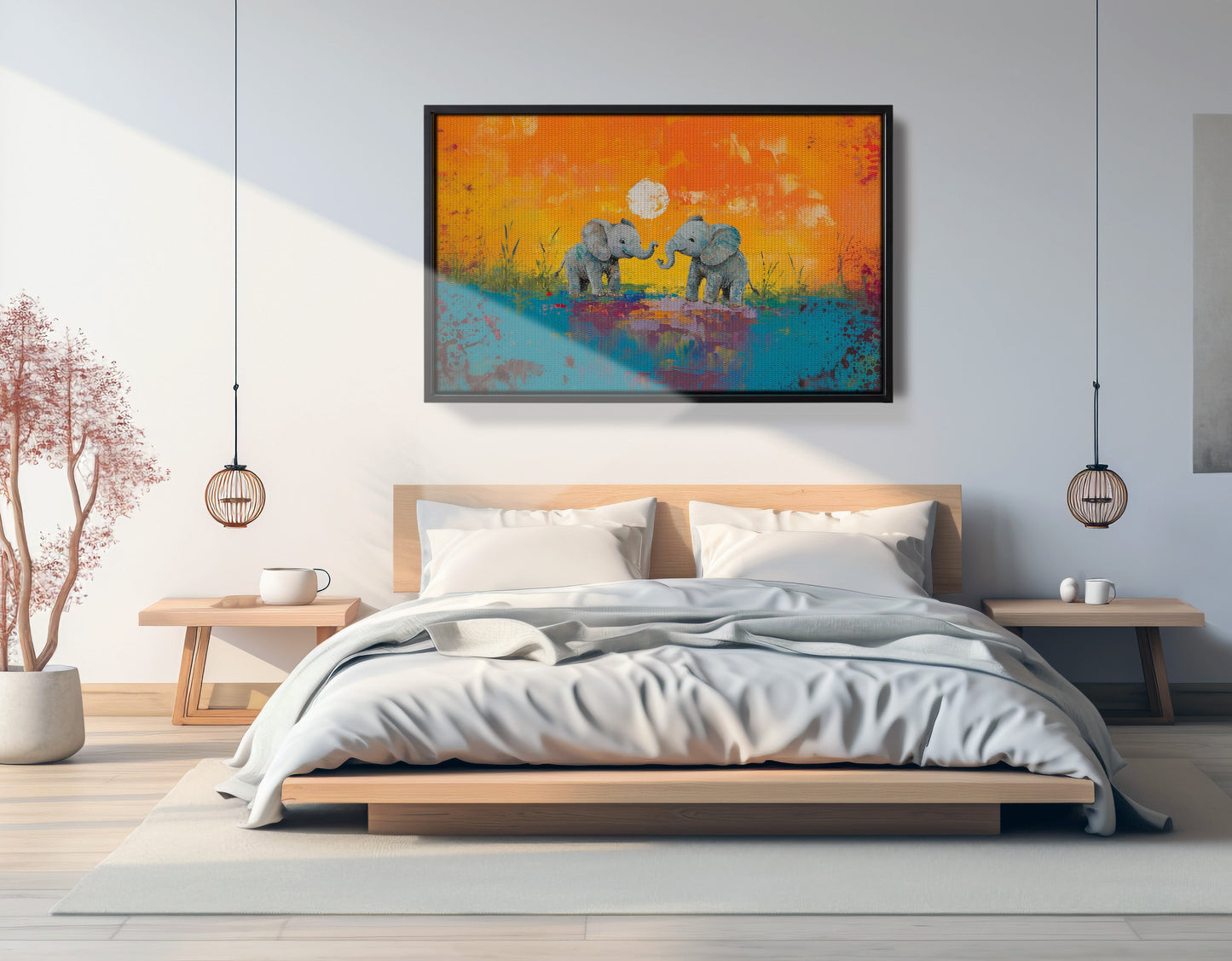 Baby Elephants Sunset Black children wall art view 27