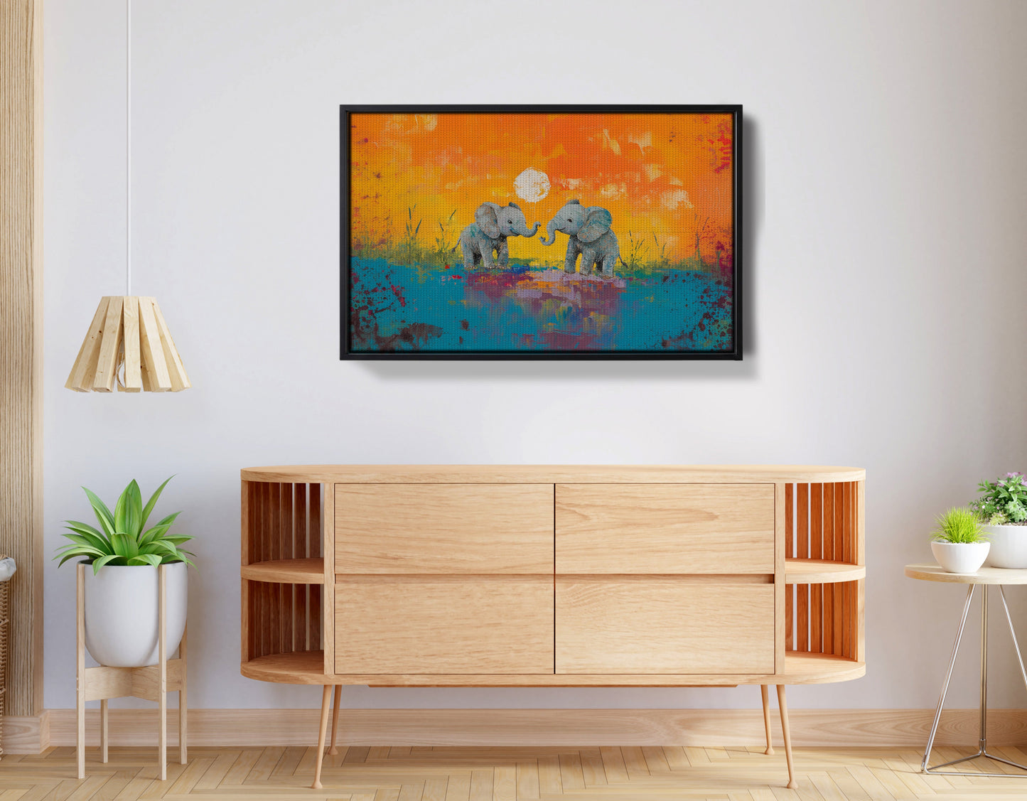 Baby Elephants Sunset Black children wall art view 26