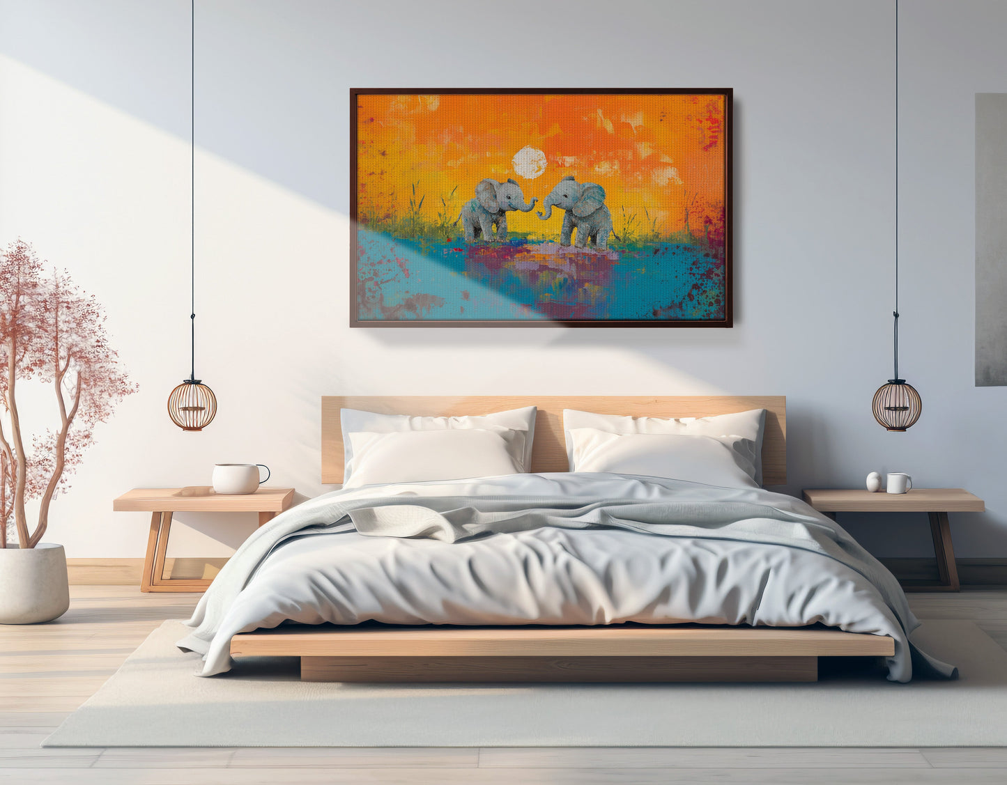 Baby Elephants Sunset Black children wall art view 33