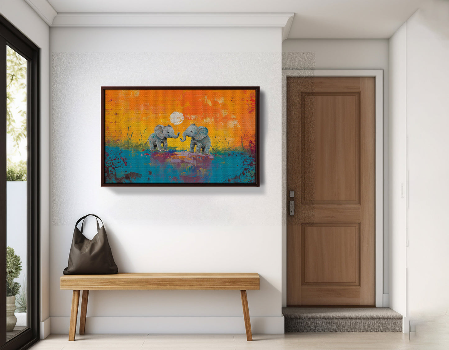 Baby Elephants Sunset Black children wall art view 35