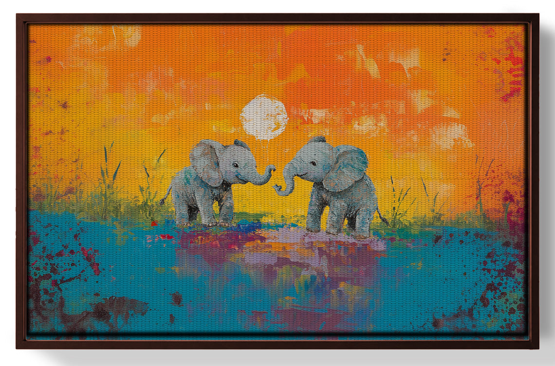 Baby Elephants Sunset Black children wall art view 31
