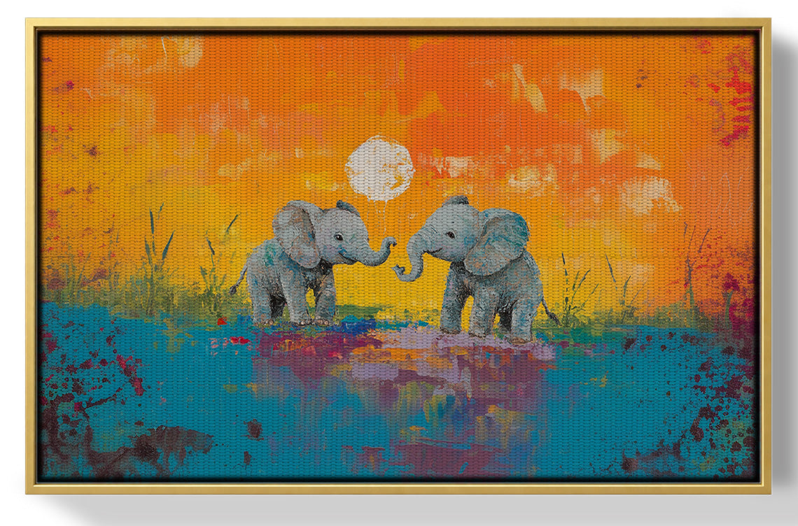 Baby Elephants Sunset Black children wall art view 37