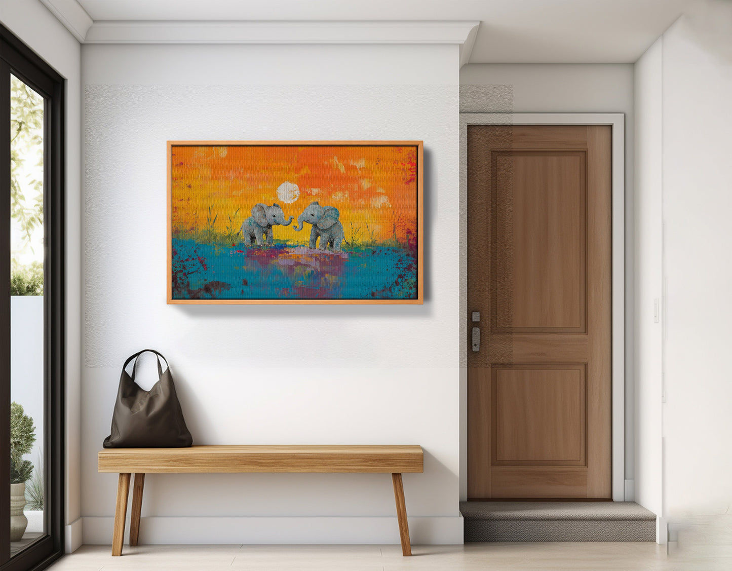 Baby Elephants Sunset Black children wall art view 47