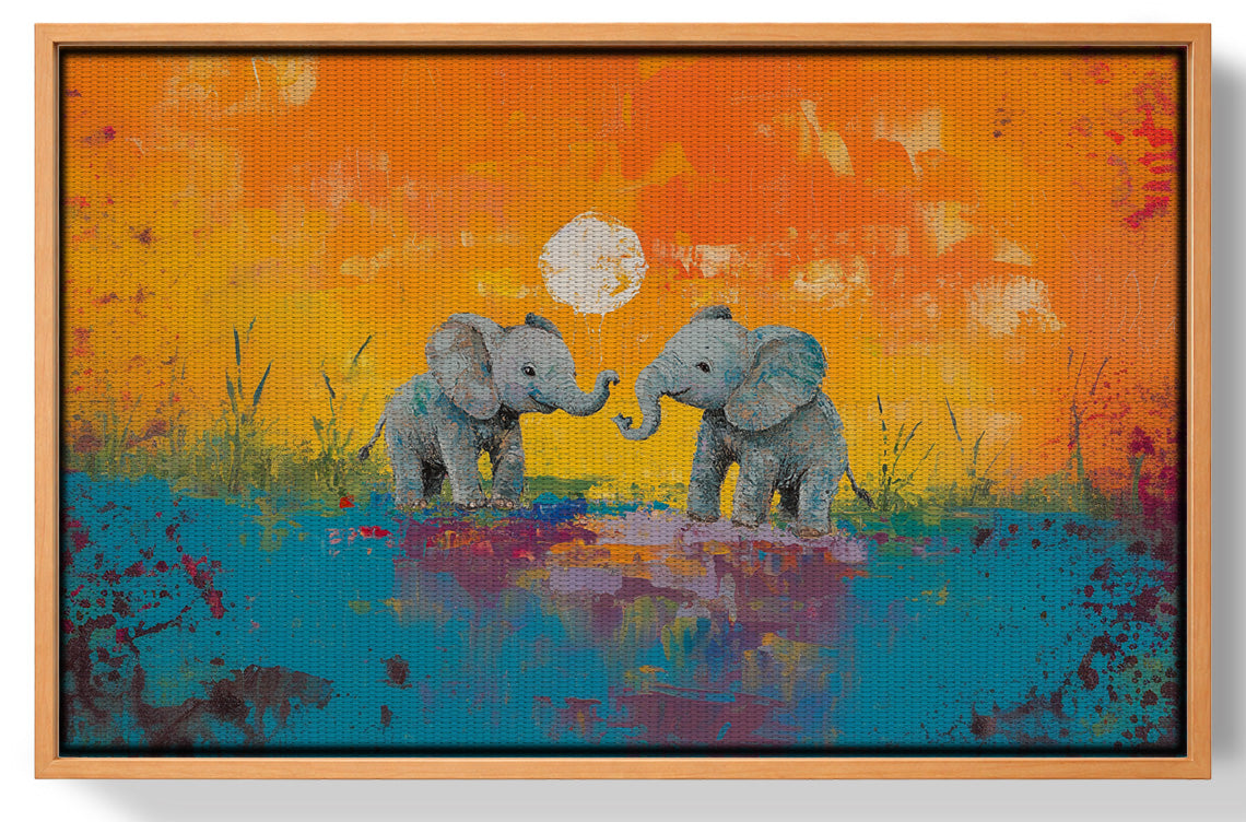 Baby Elephants Sunset Black children wall art view 43