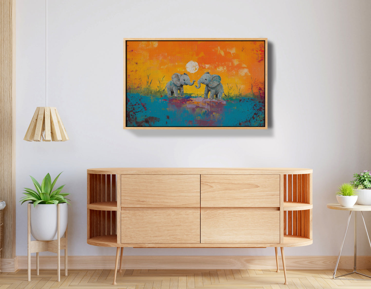 Baby Elephants Sunset Black children wall art view 50