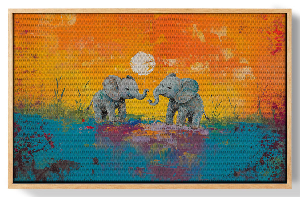 Baby Elephants Sunset Black children wall art view 49