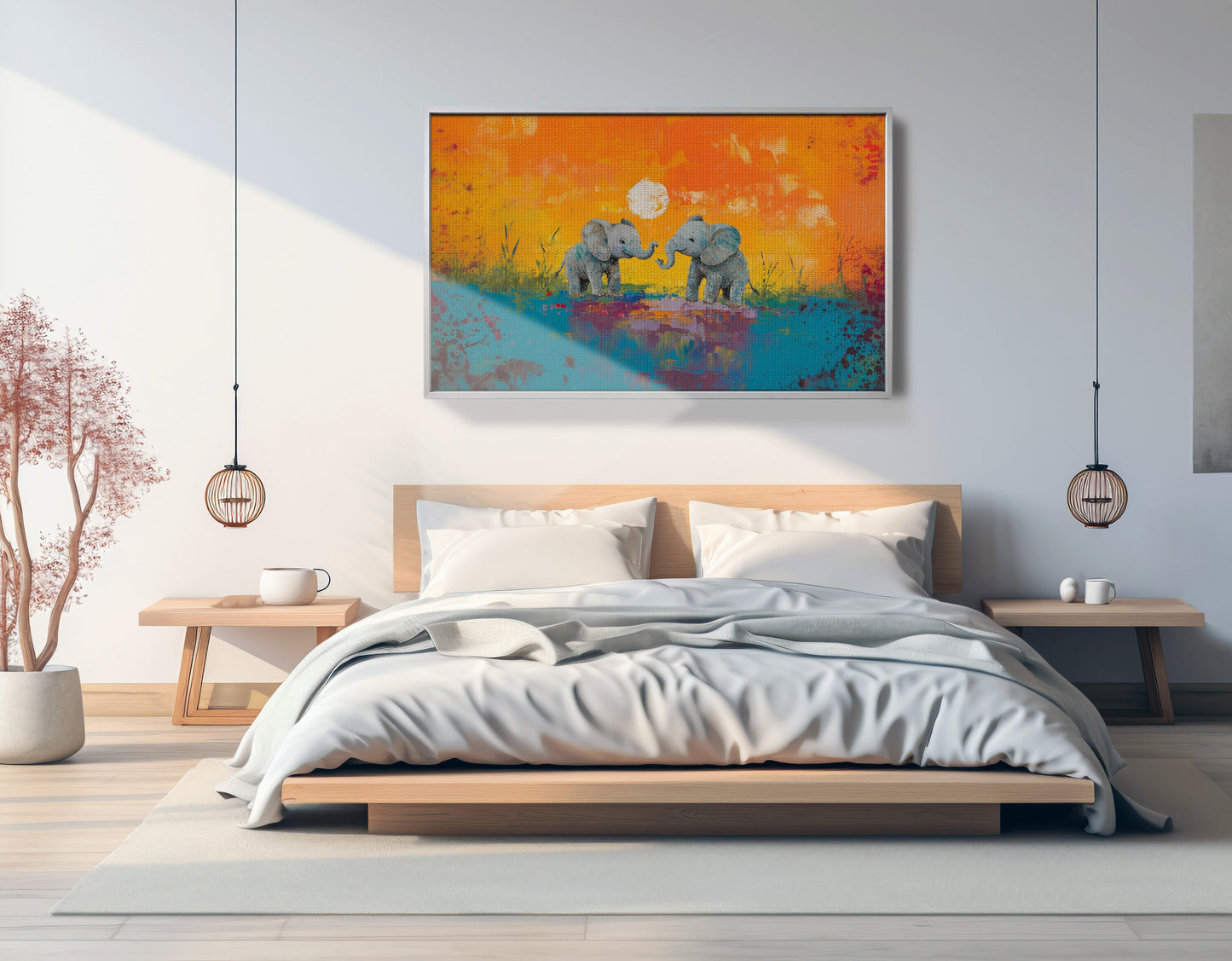 Baby Elephants Sunset Black children wall art view 57