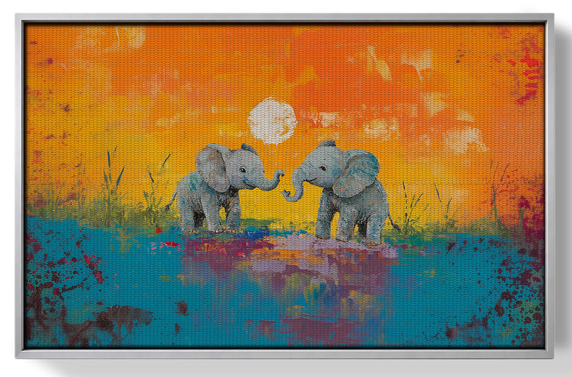 Baby Elephants Sunset Black children wall art view 55