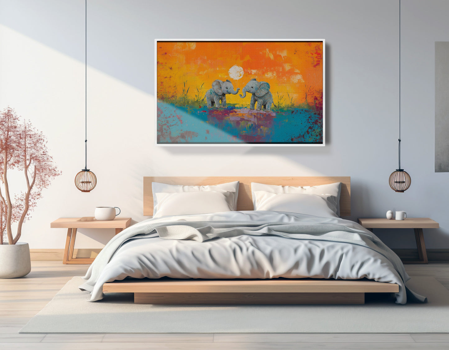 Baby Elephants Sunset Black children wall art view 63
