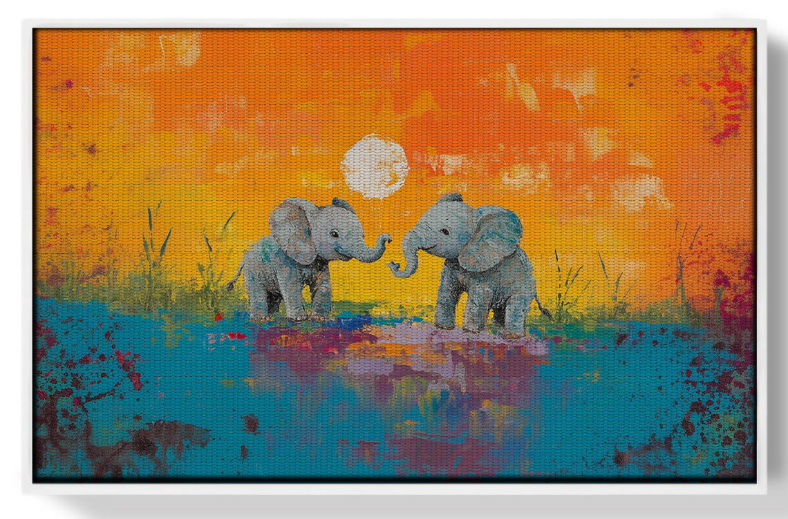Baby Elephants Sunset Black children wall art view 61