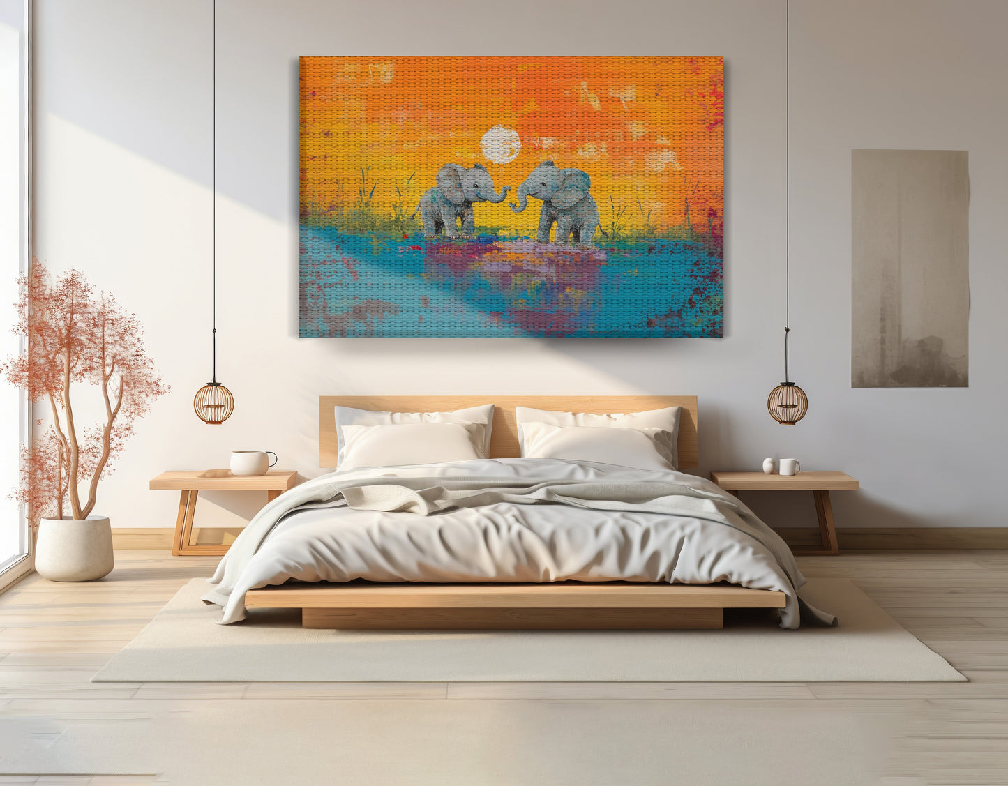 Baby Elephants Sunset Black children wall art view 15