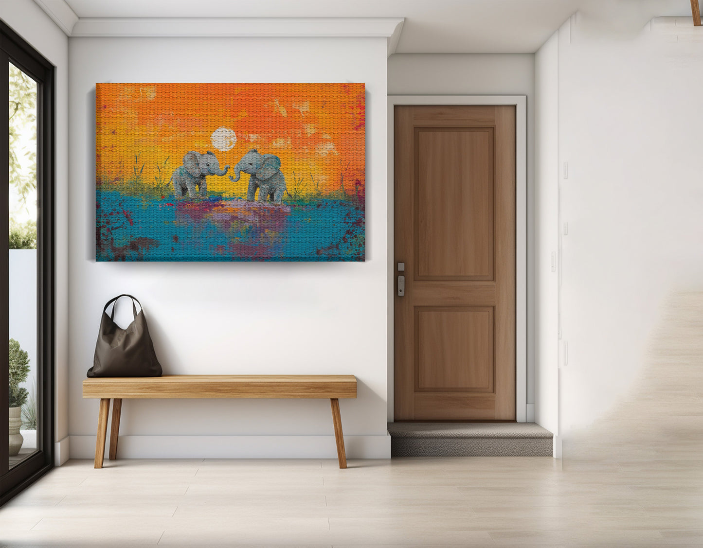 Baby Elephants Sunset Black children wall art view 17