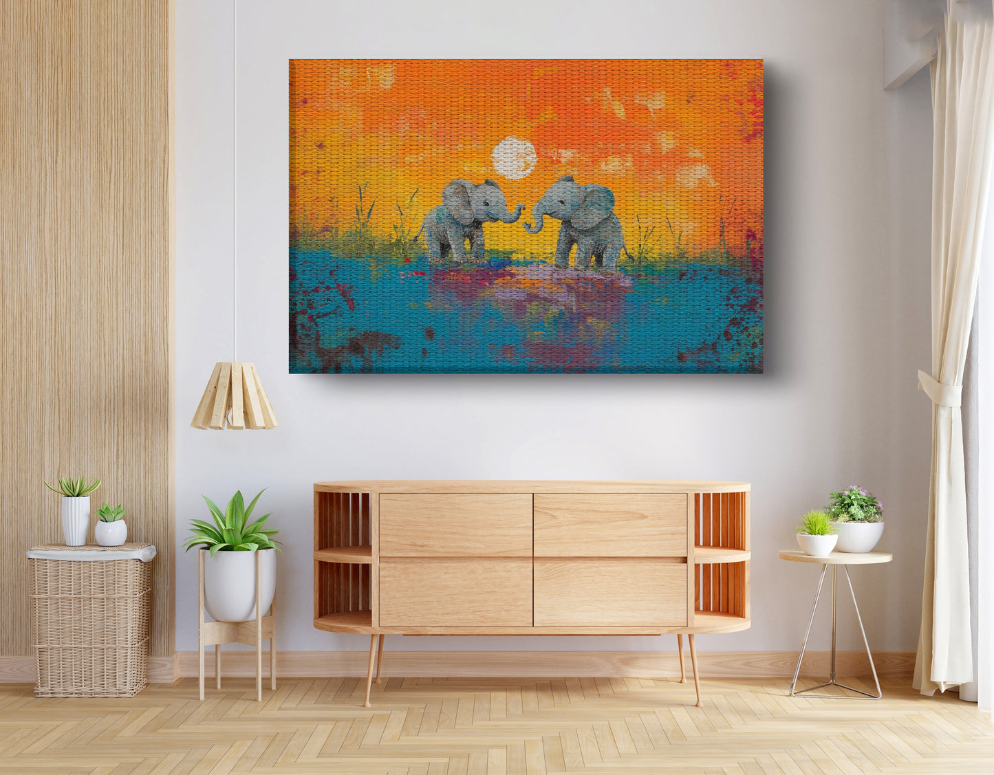 Baby Elephants Sunset Black children wall art view 14