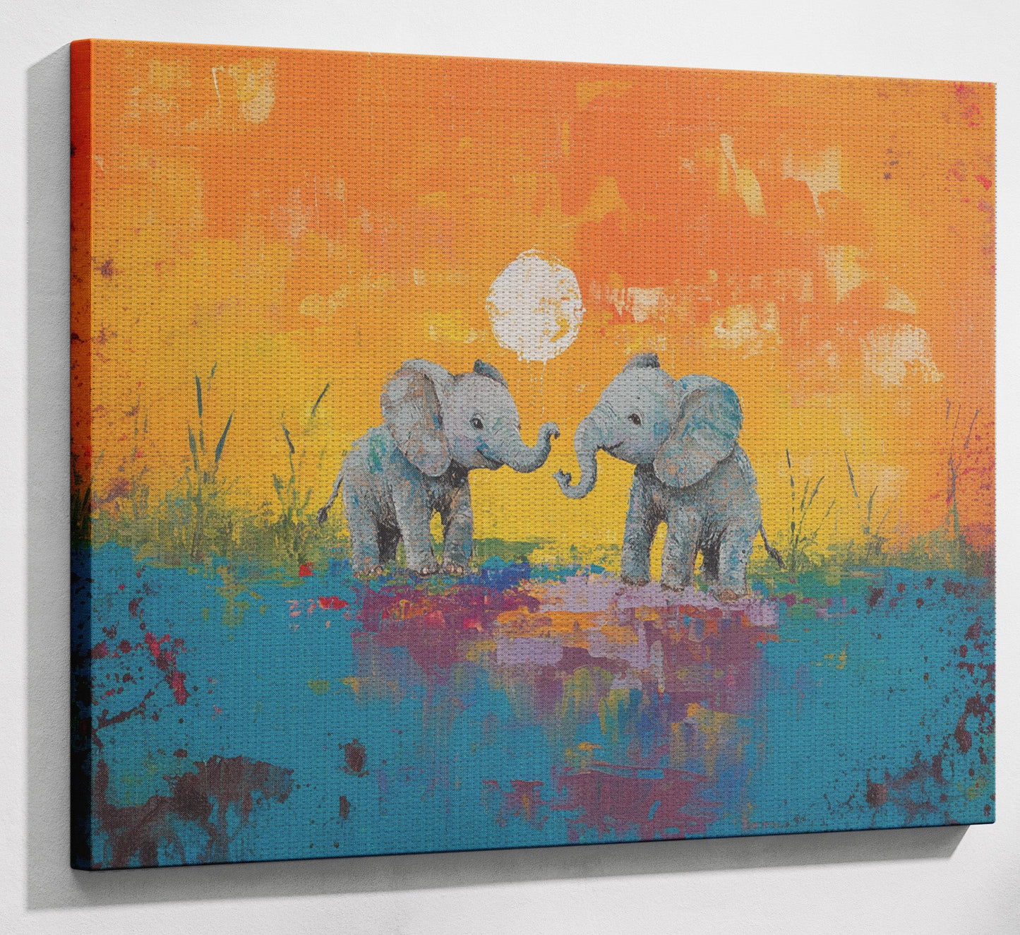 Baby Elephants Sunset Black children wall art view 13