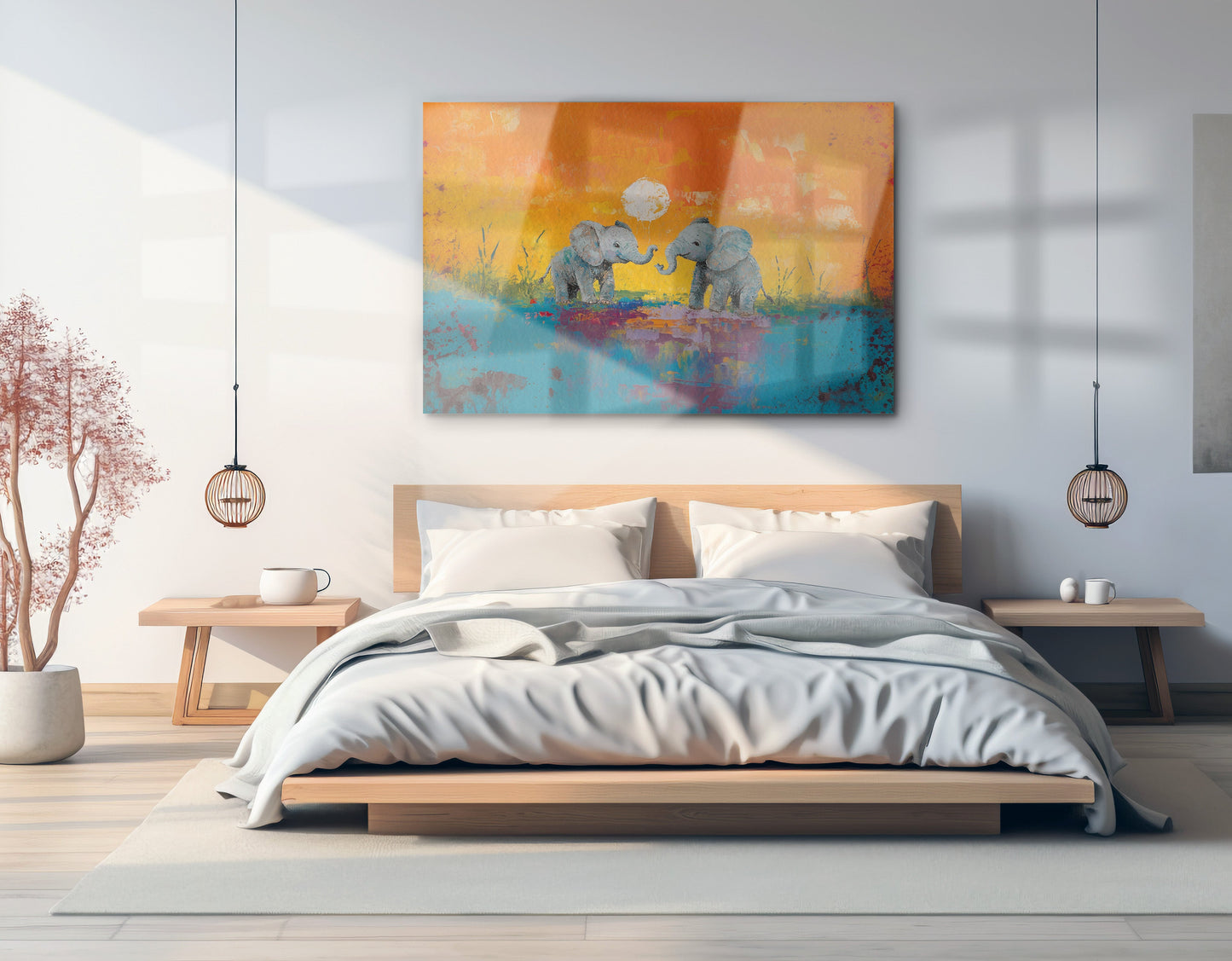 Baby Elephants Sunset Black children wall art view 21