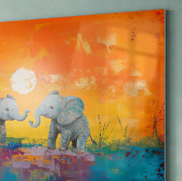 Baby Elephants Sunset Black children wall art view 22