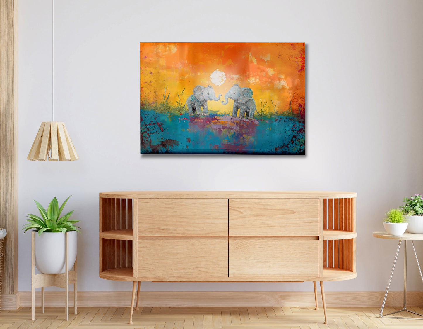 Baby Elephants Sunset Black children wall art view 20