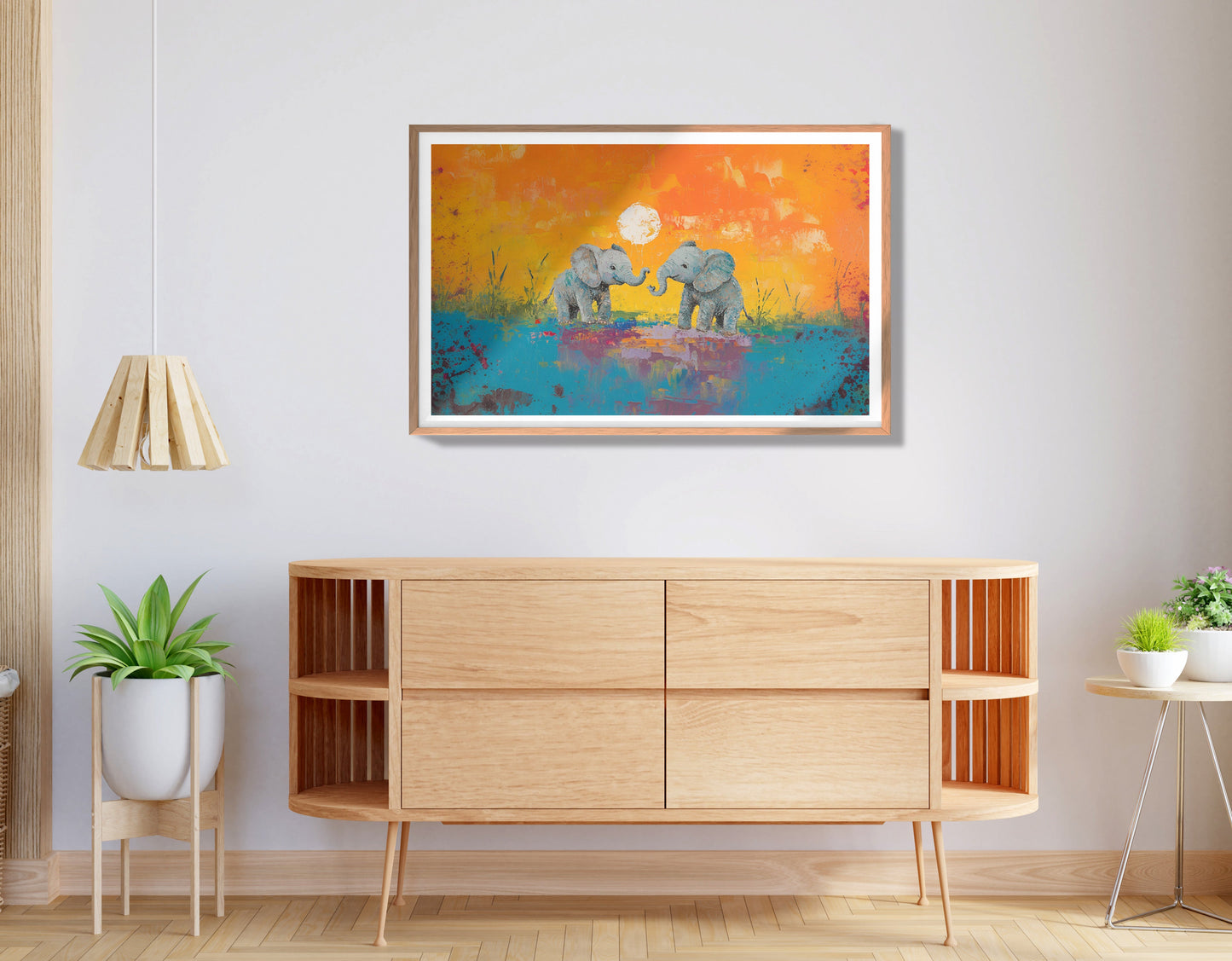 Baby Elephants Sunset Black children wall art view 80