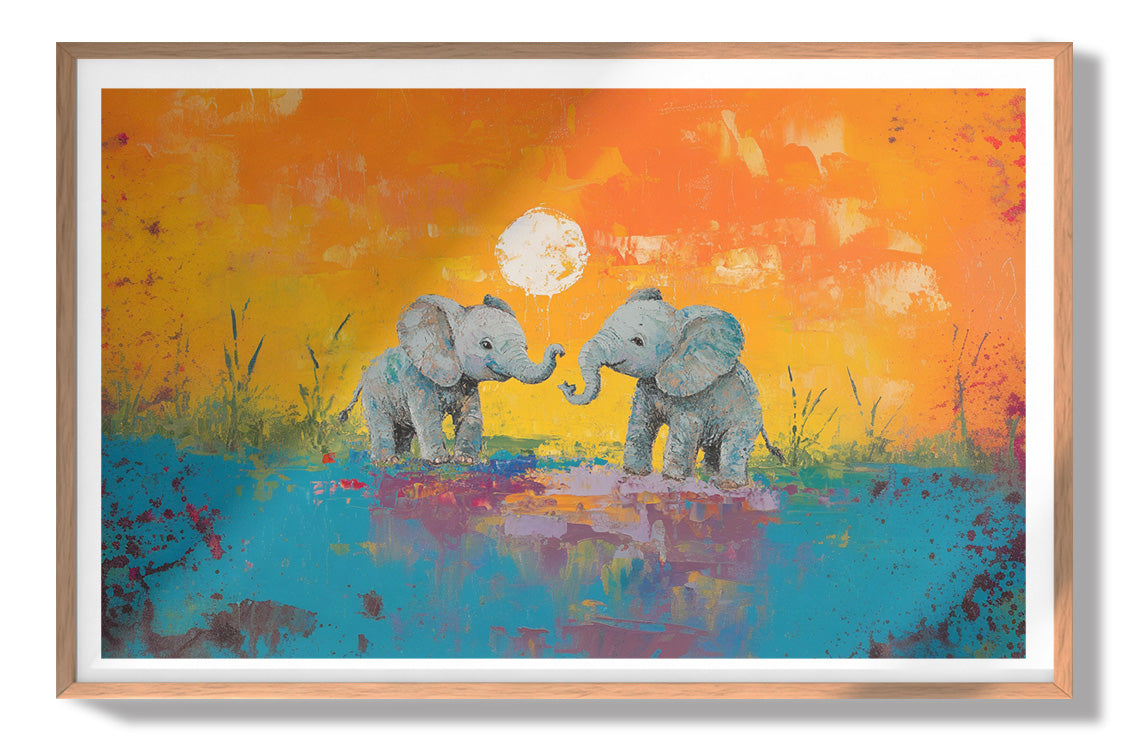 Baby Elephants Sunset Black children wall art view 79