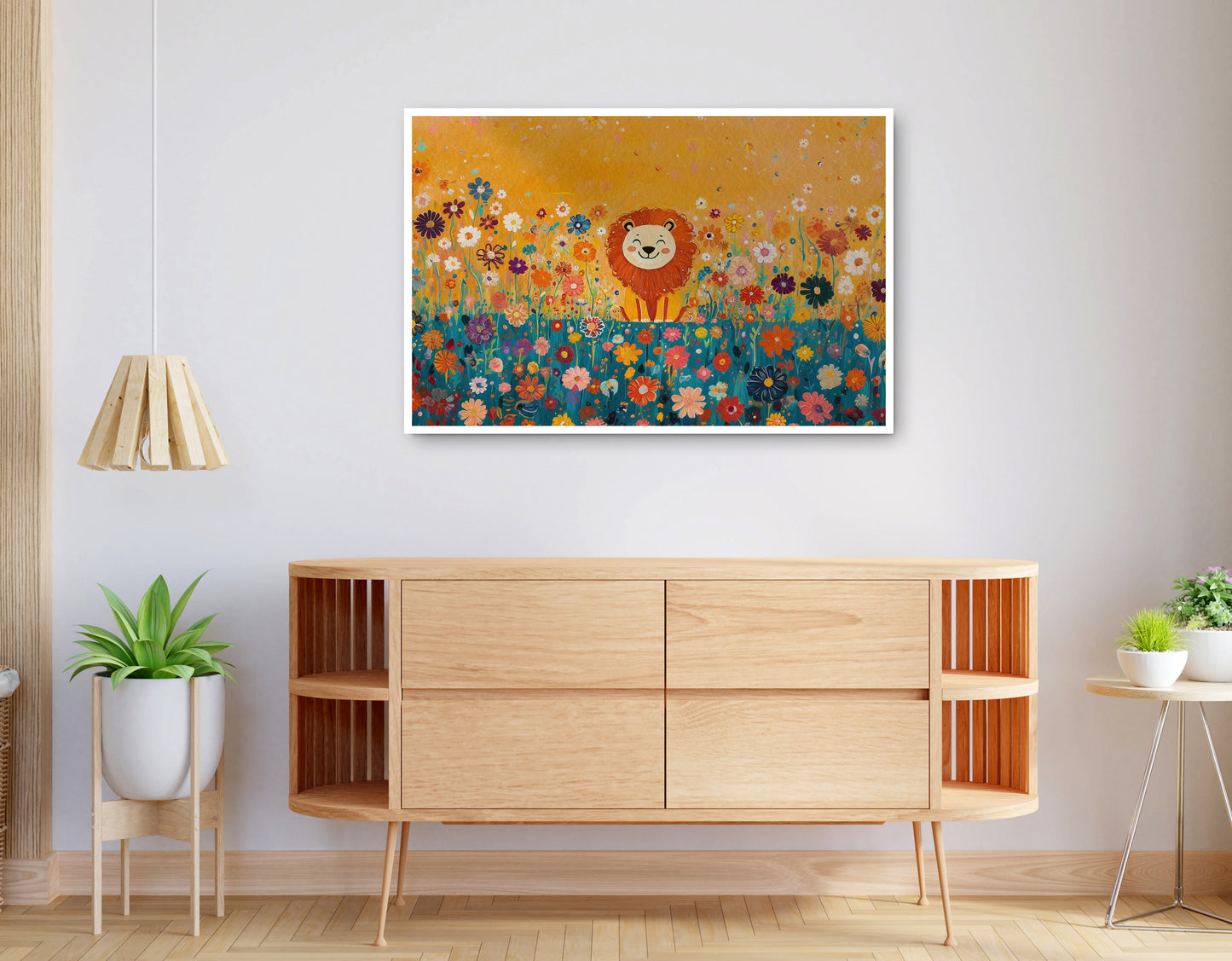 Alternate view of Lion in Blooming Meadow Black African American canvas print