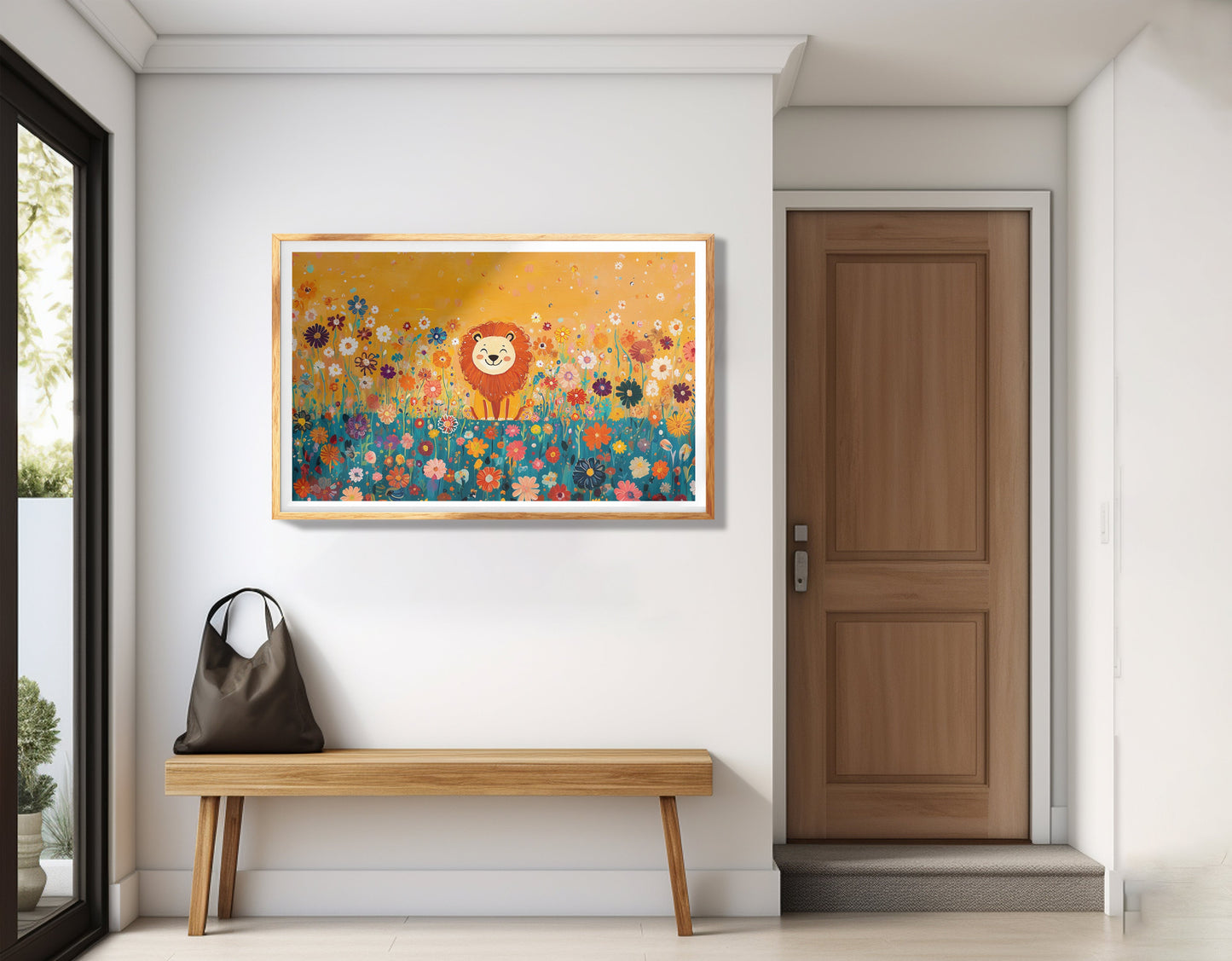 Lion in Blooming Meadow Black African American canvas print view 77
