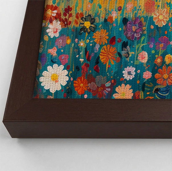 Lion in Blooming Meadow Black African American canvas print view 34